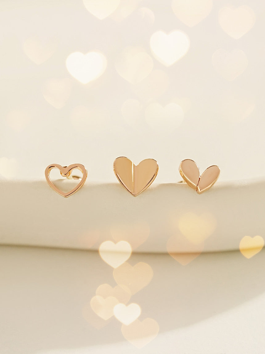 14K Gold Lovely Point Heart Cartilage Earring 20G18G16G