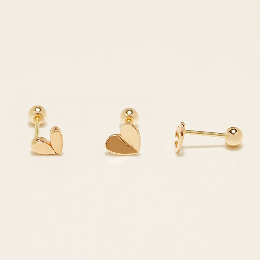 14K Gold Lovely Point Heart Cartilage Earring 20G18G16G