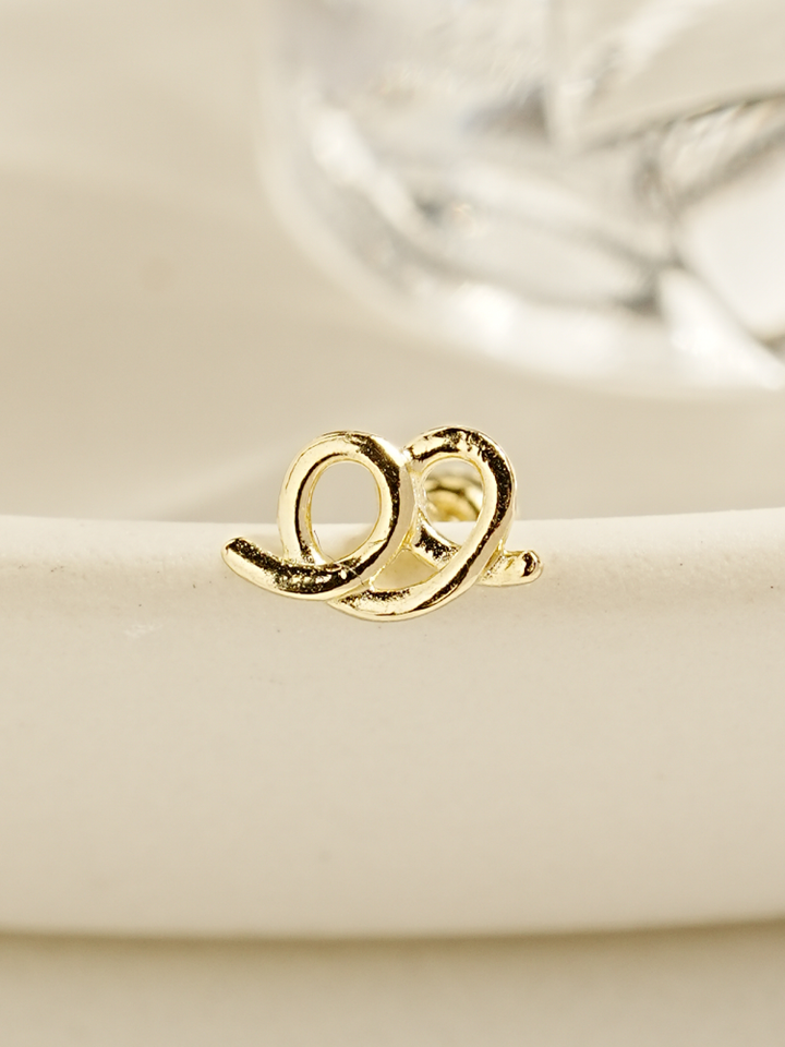 14K Gold Doodle Pretzel Cartilage Earring 20G