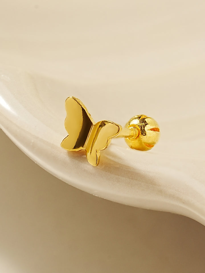 24K Gold Nature Butterfly Cartilage Earring 20G