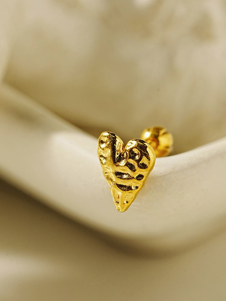 24K Gold Press Heart Cartilage Earring 20G