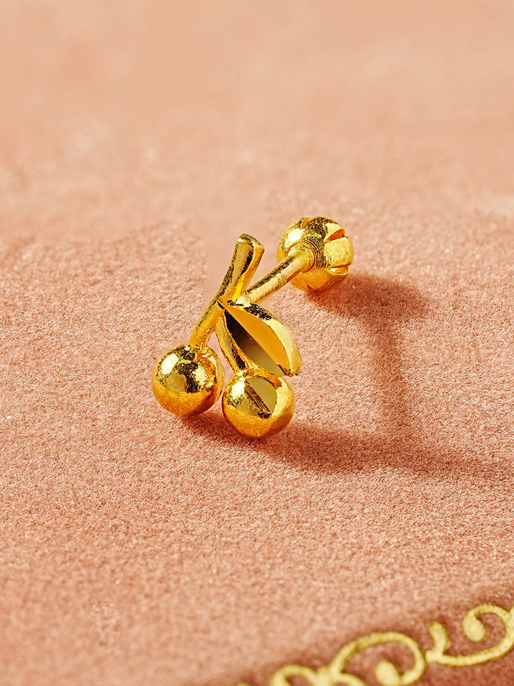 24K Gold Sweet Cherry Cartilage Earring 20G