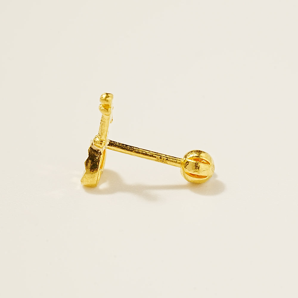 24K Gold Heart Key Cartilage Earring 20G