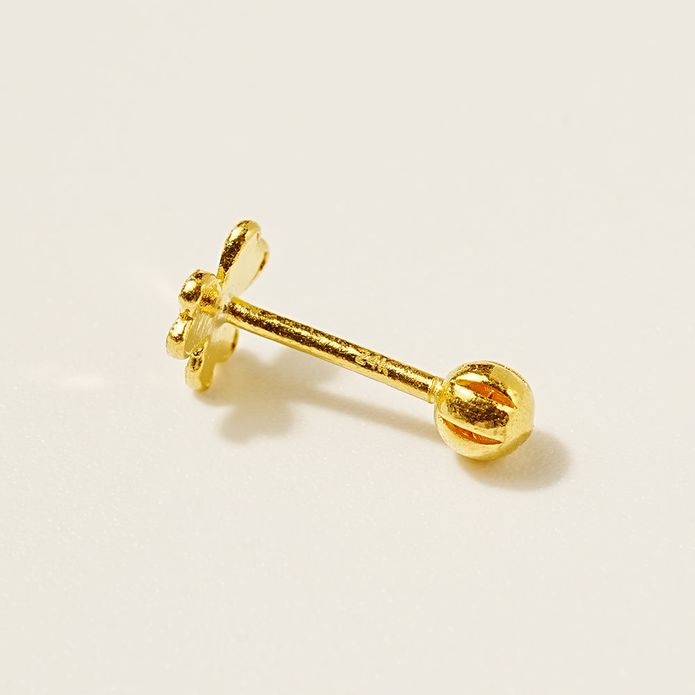 24K Gold Three-leaf Clover Cartilage Earring 20G