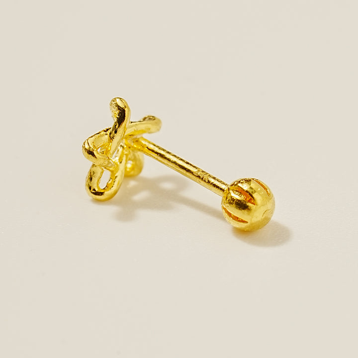 24K Gold Knotted Star Cartilage Earring 20G