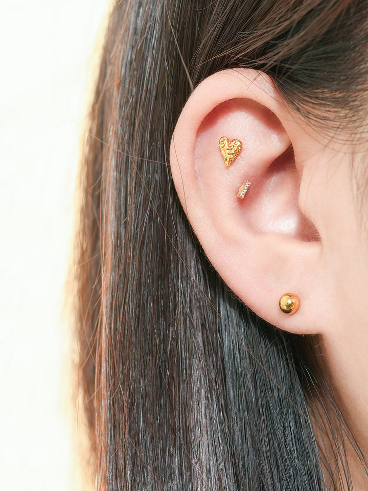 24K Gold Simple Ball Cartilage Earring 20G