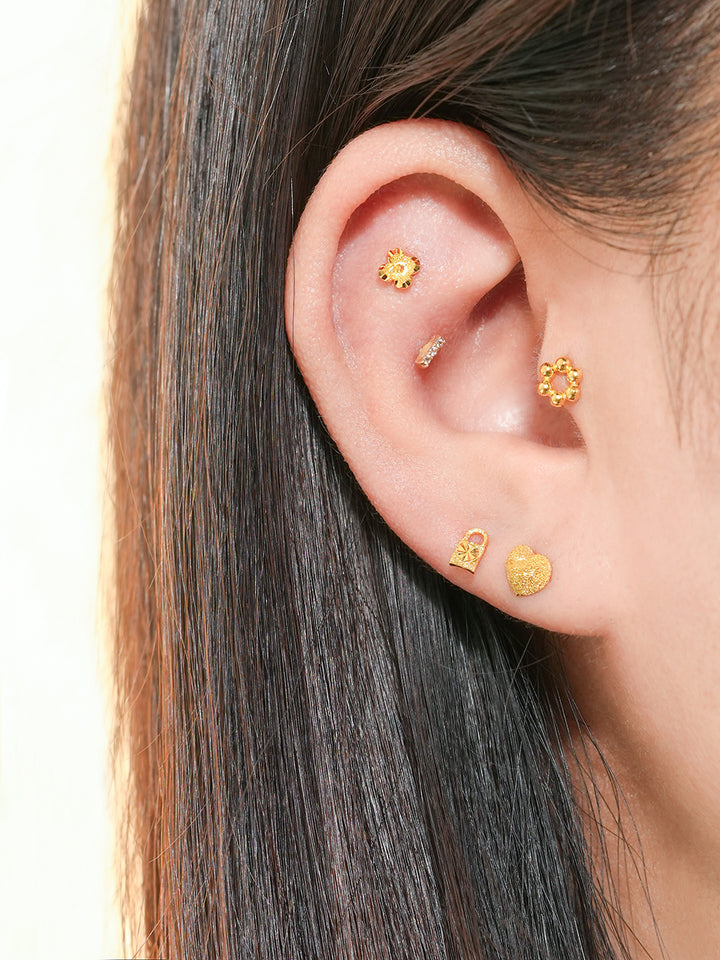 24K Gold Chewy Dount Cartilage Earring 20G