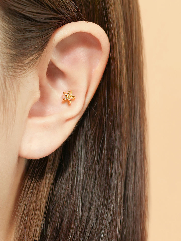 24K Gold Wind Flower Cartilage Earring 20G