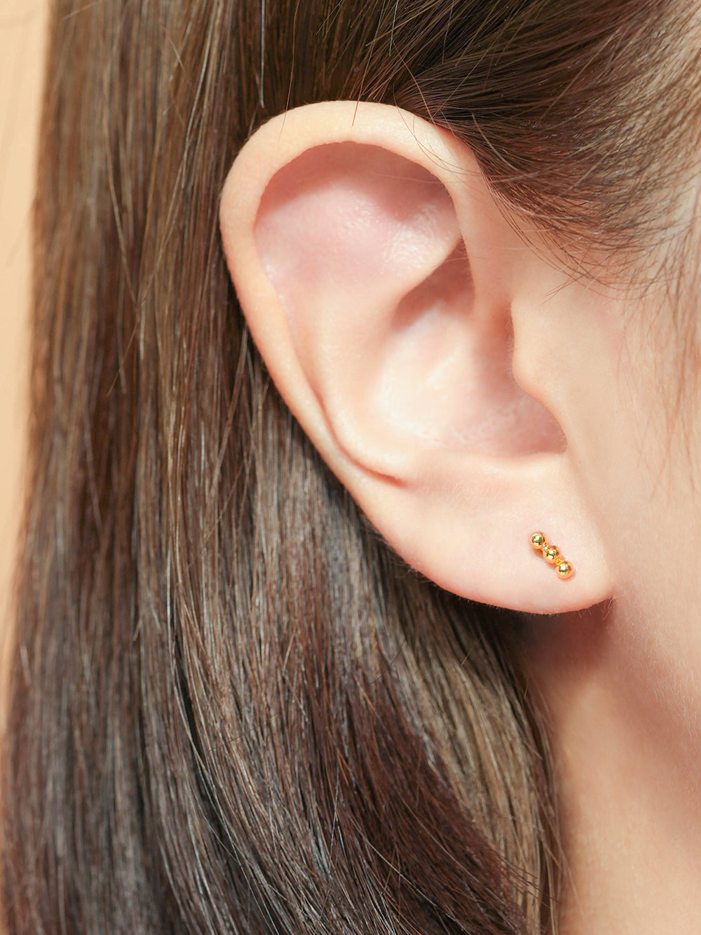 24K Gold Three Ball Cartilage Earring 20G