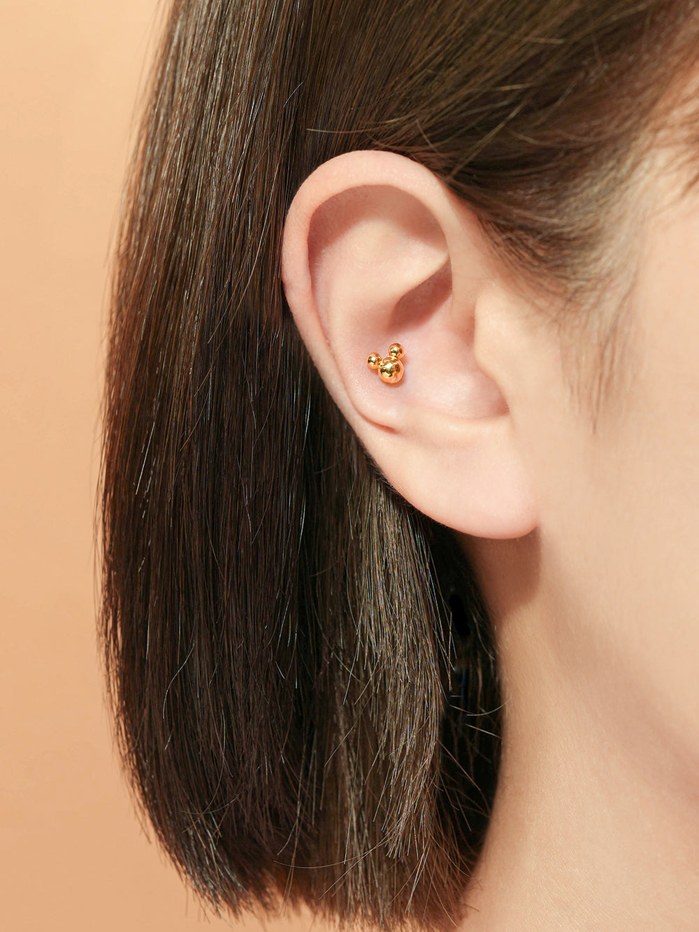 24K Gold Roundy Mouse Cartilage Earring 20G