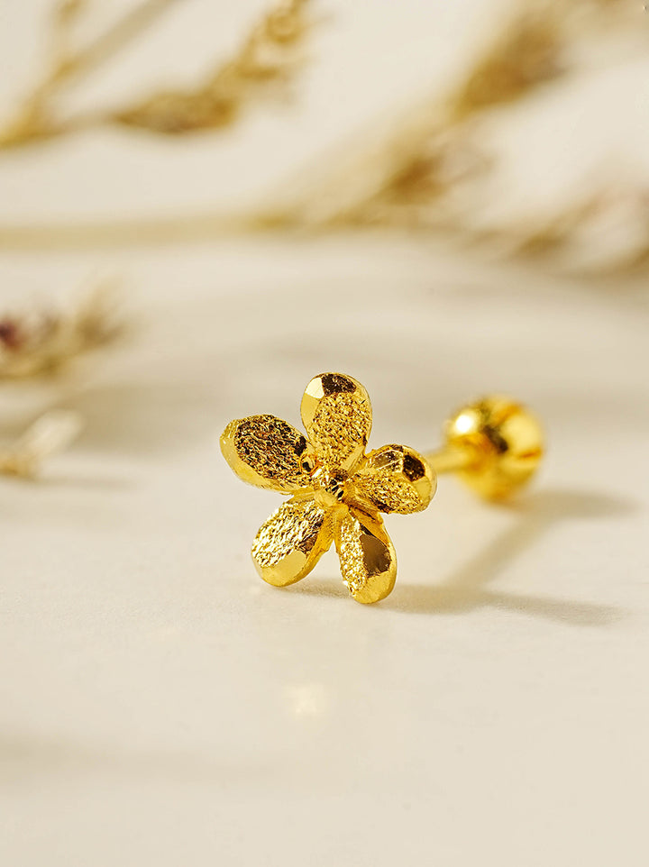 24K Gold Shine Flower Cartilage Earring 20G