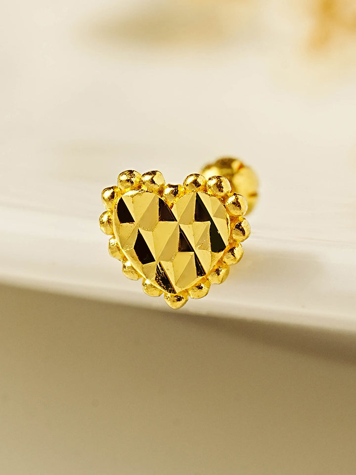 24K Gold Cutting Heart Cartilage Earring 20G