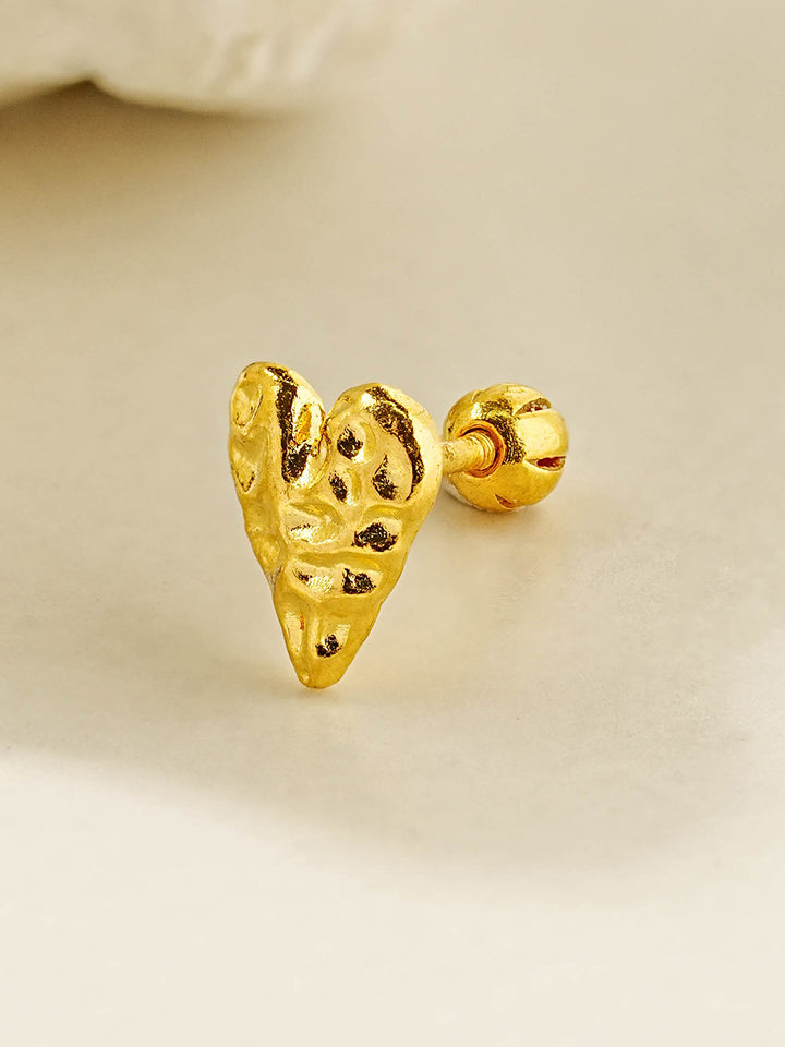 24K Gold Press Heart Cartilage Earring 20G