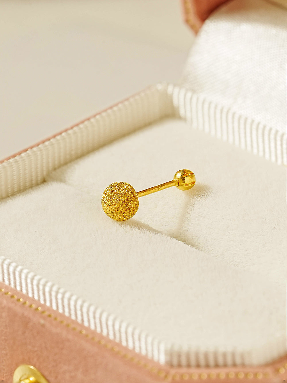 24K Gold Textured Ball Cartilage Earring 20G