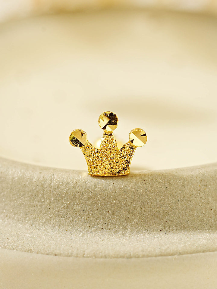 24K Gold Shine Crown Cartilage Earring 20G