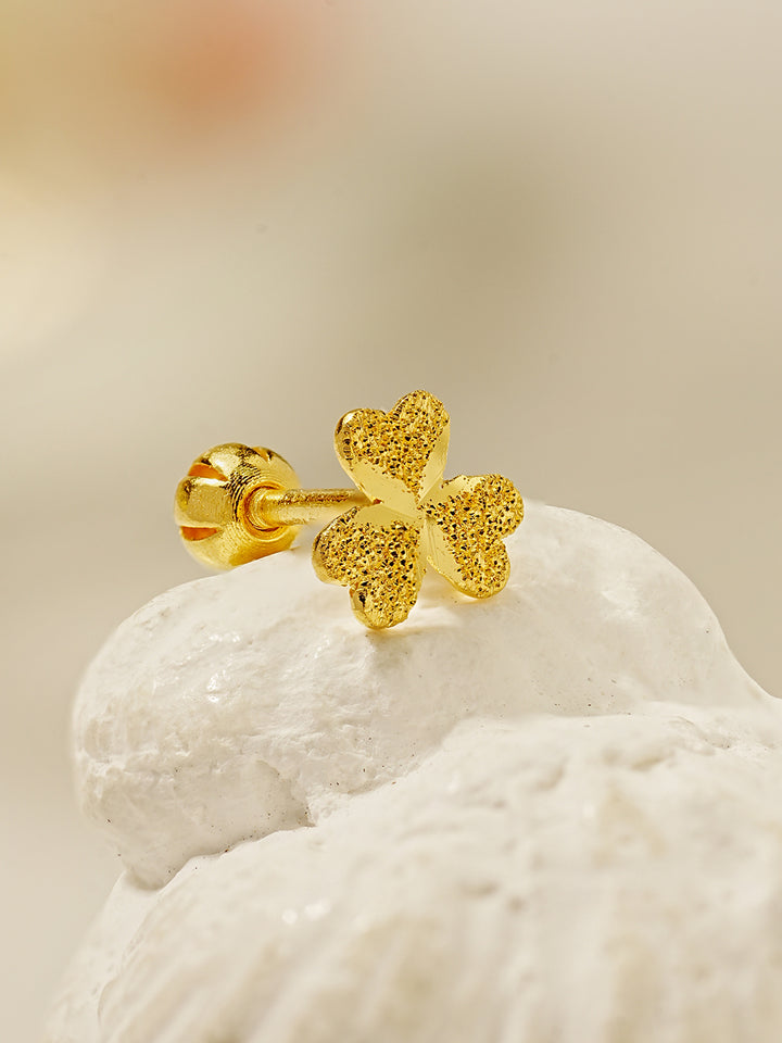 24K Gold Three-leaf Clover Cartilage Earring 20G