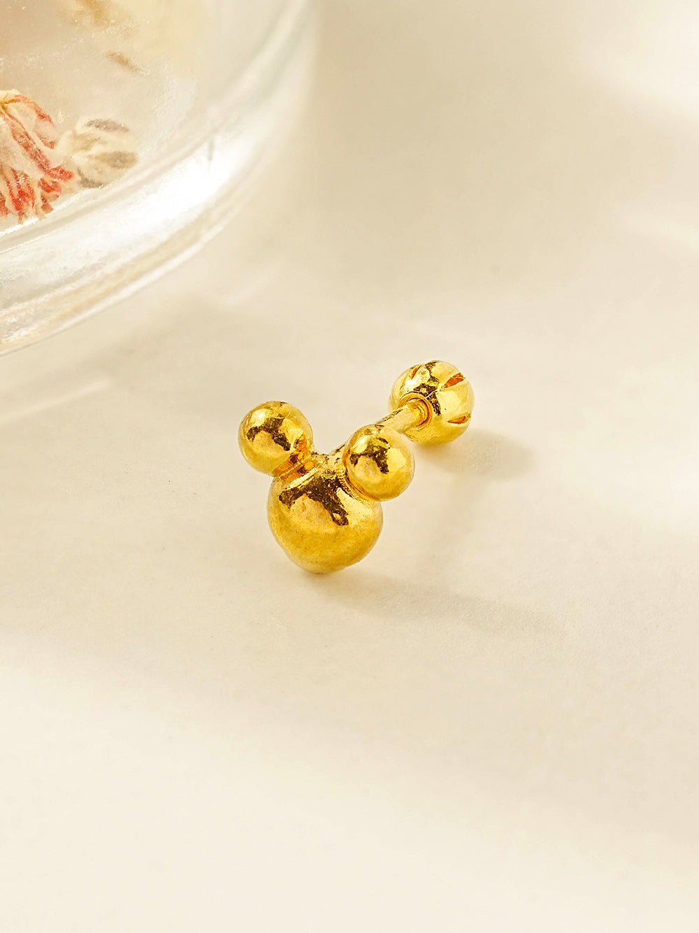 24K Gold Roundy Mouse Cartilage Earring 20G