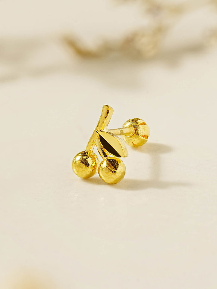 24K Gold Sweet Cherry Cartilage Earring 20G