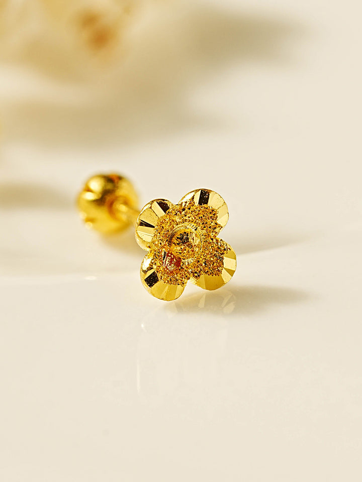 24K Gold Lucky Clover Cartilage Earring 20G