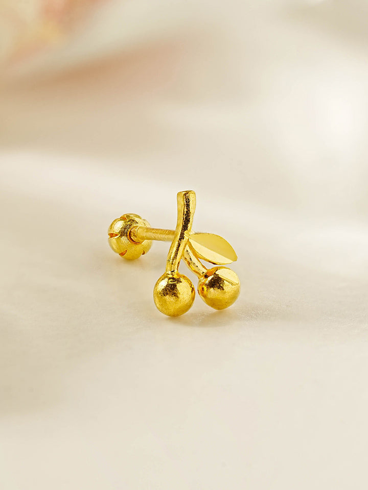 24K Gold Sweet Cherry Cartilage Earring 20G