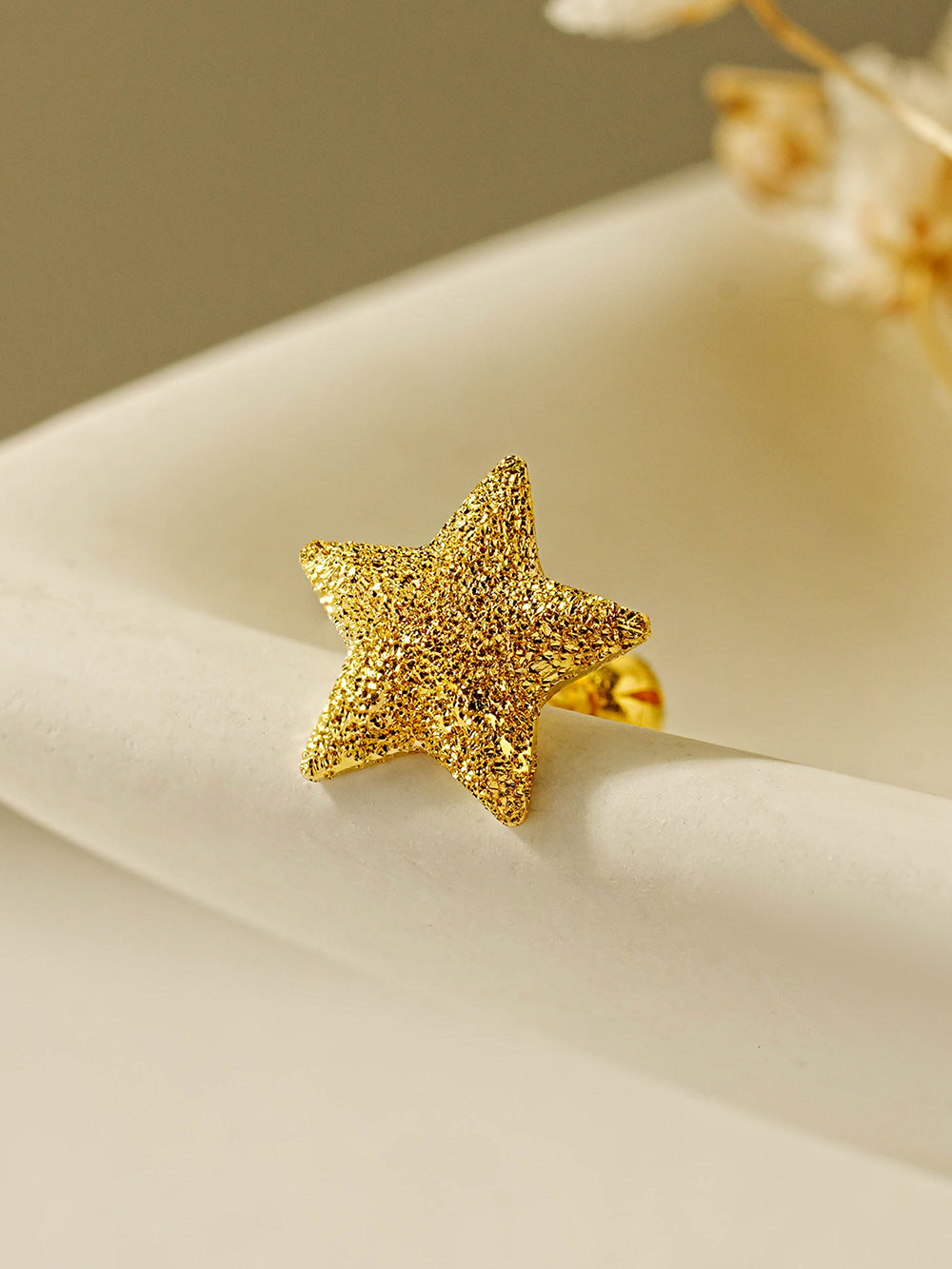 24K Gold Star Cartilage Earring 20G