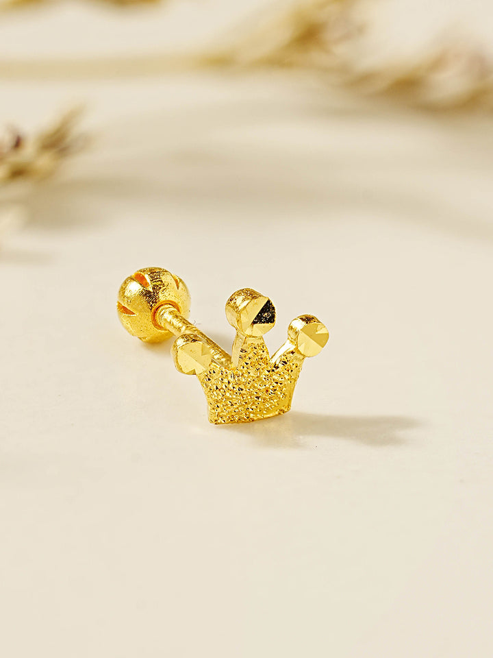 24K Gold Shine Crown Cartilage Earring 20G