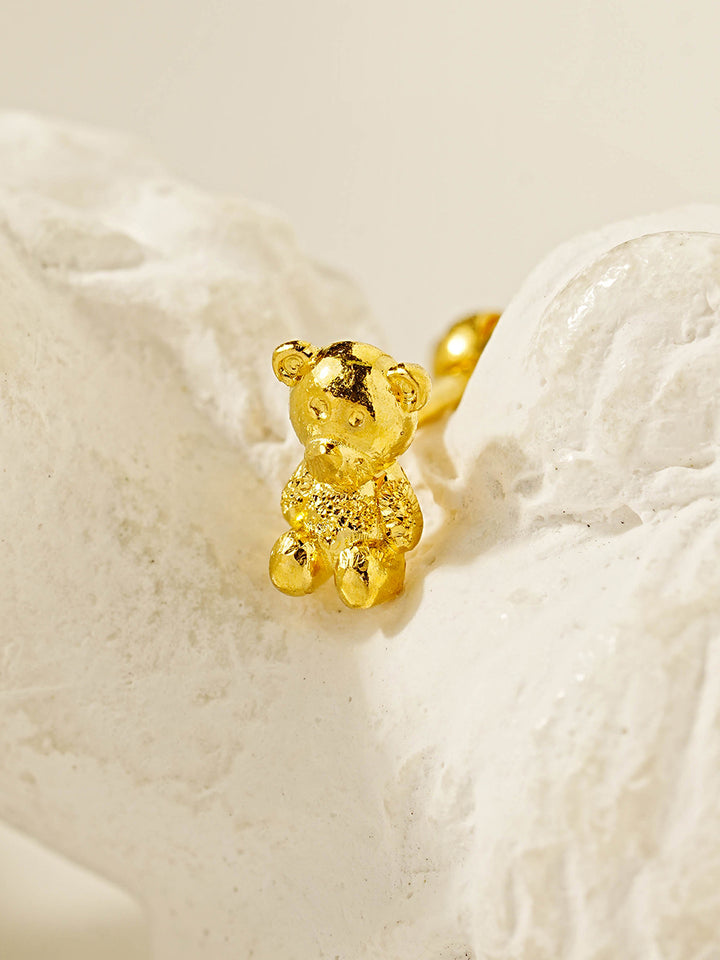 24K Gold Bear Cartilage Earring 20G