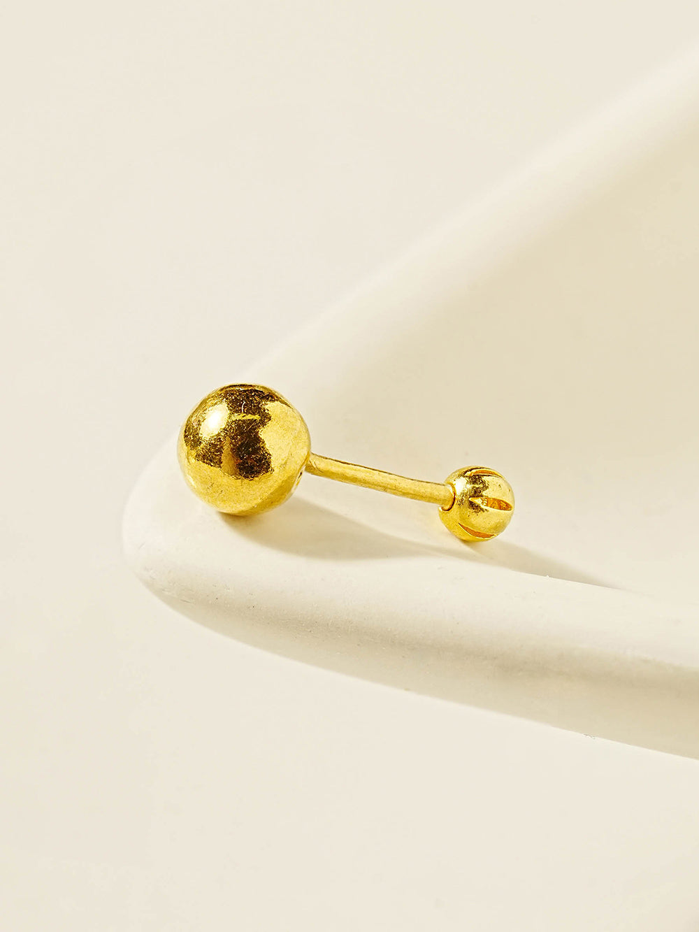 24K Gold Simple Ball Cartilage Earring 20G