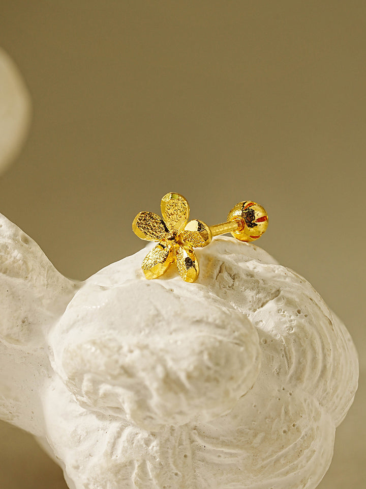 24K Gold Shine Flower Cartilage Earring 20G