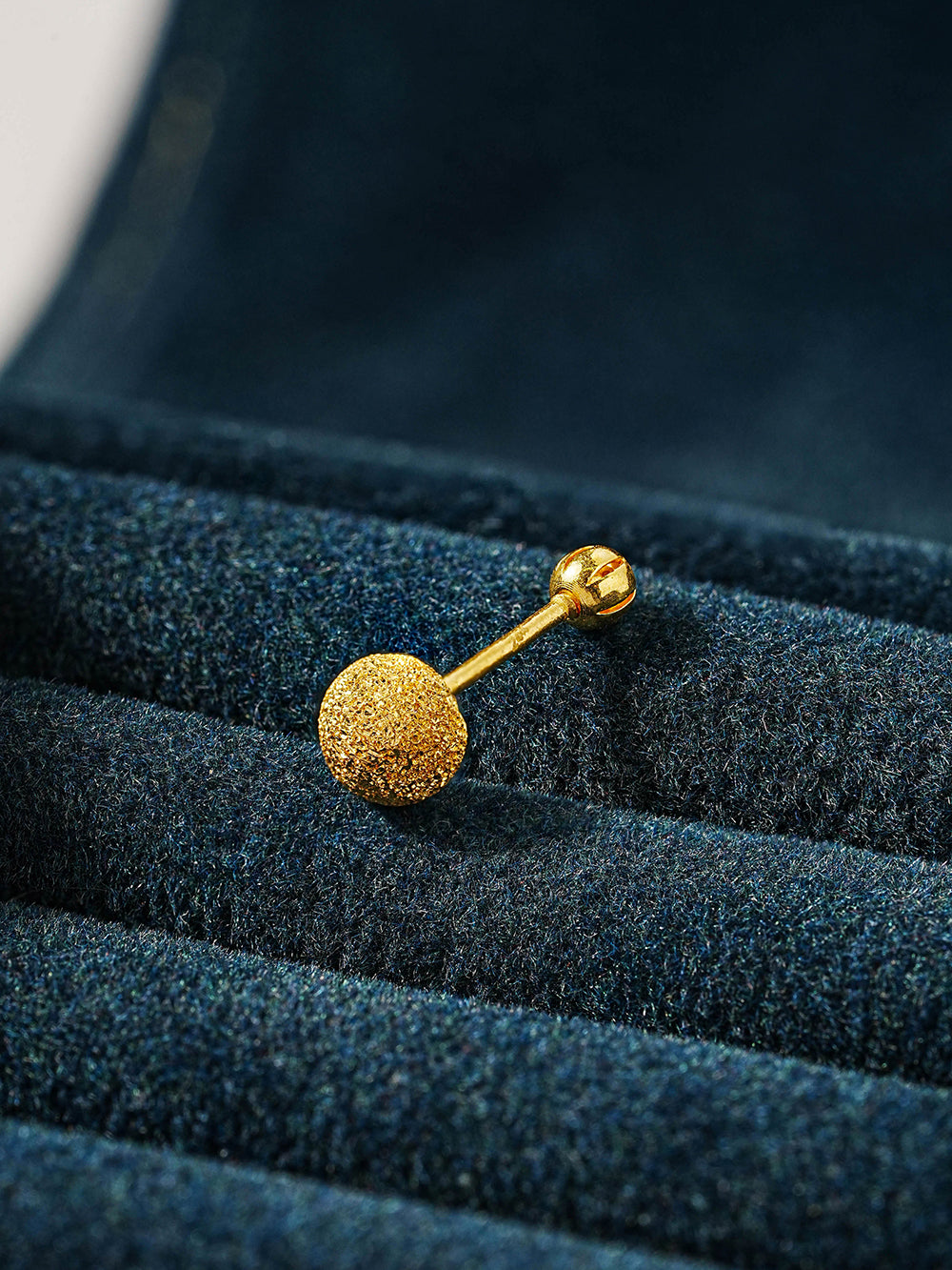 24K Gold Textured Ball Cartilage Earring 20G