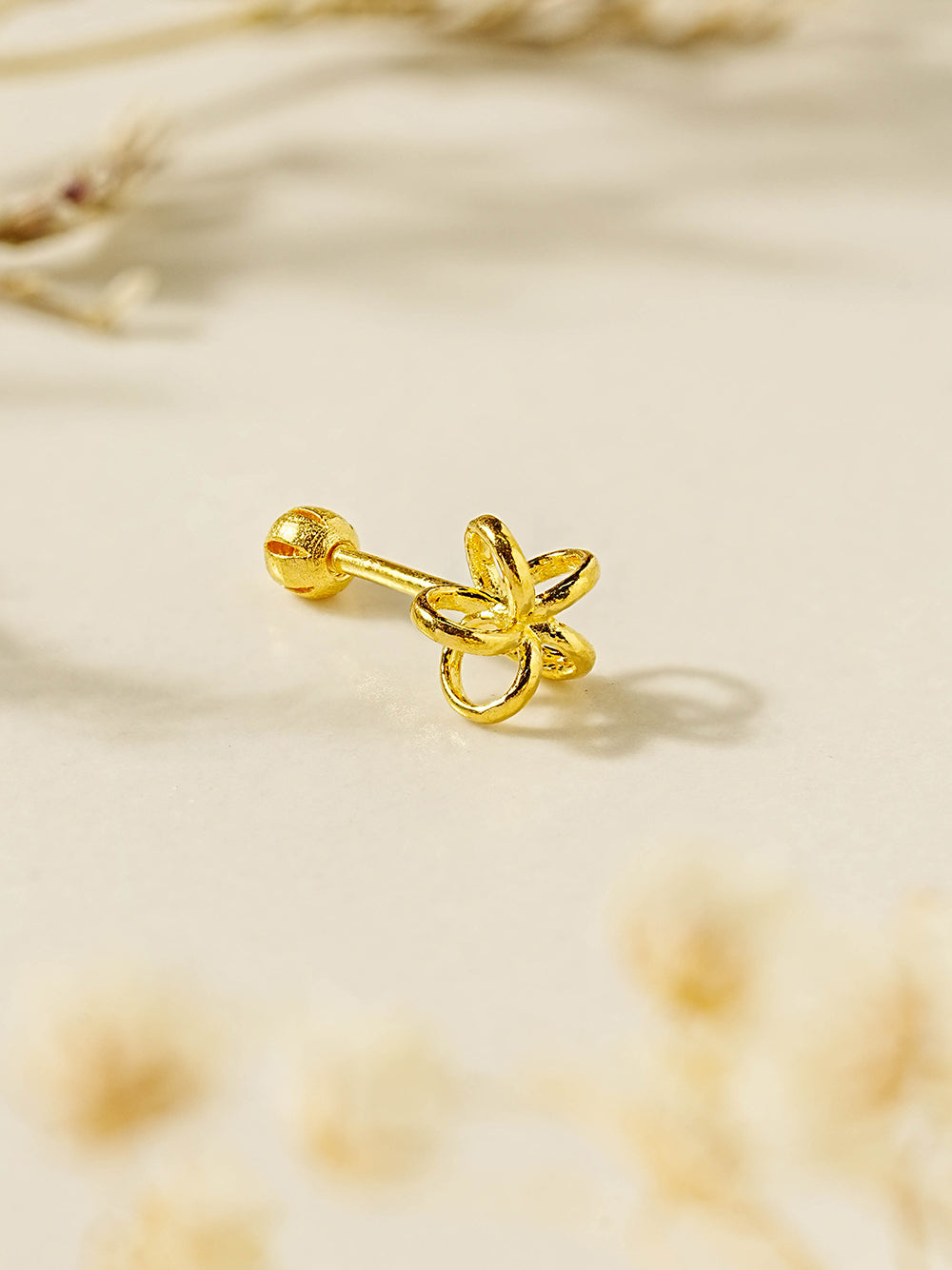 24K Gold Wind Flower Cartilage Earring 20G