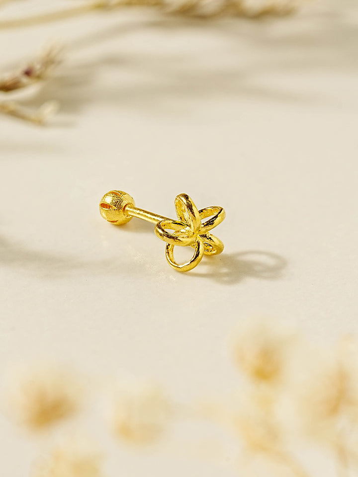 24K Gold Wind Flower Cartilage Earring 20G