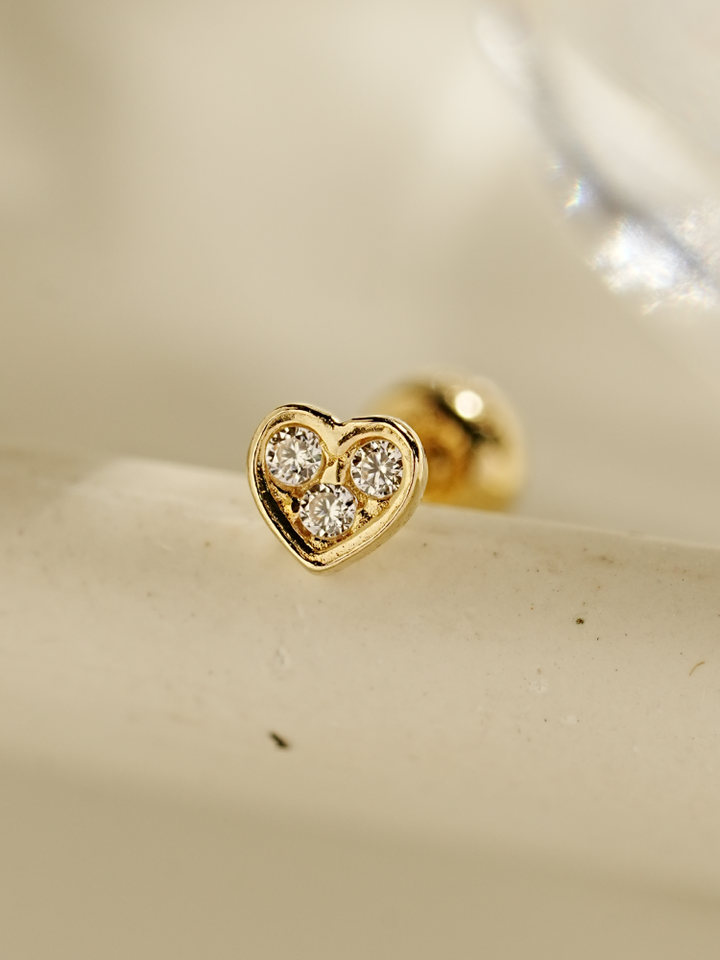14K Gold Daily Love Shooting Cartilage Earring 20G