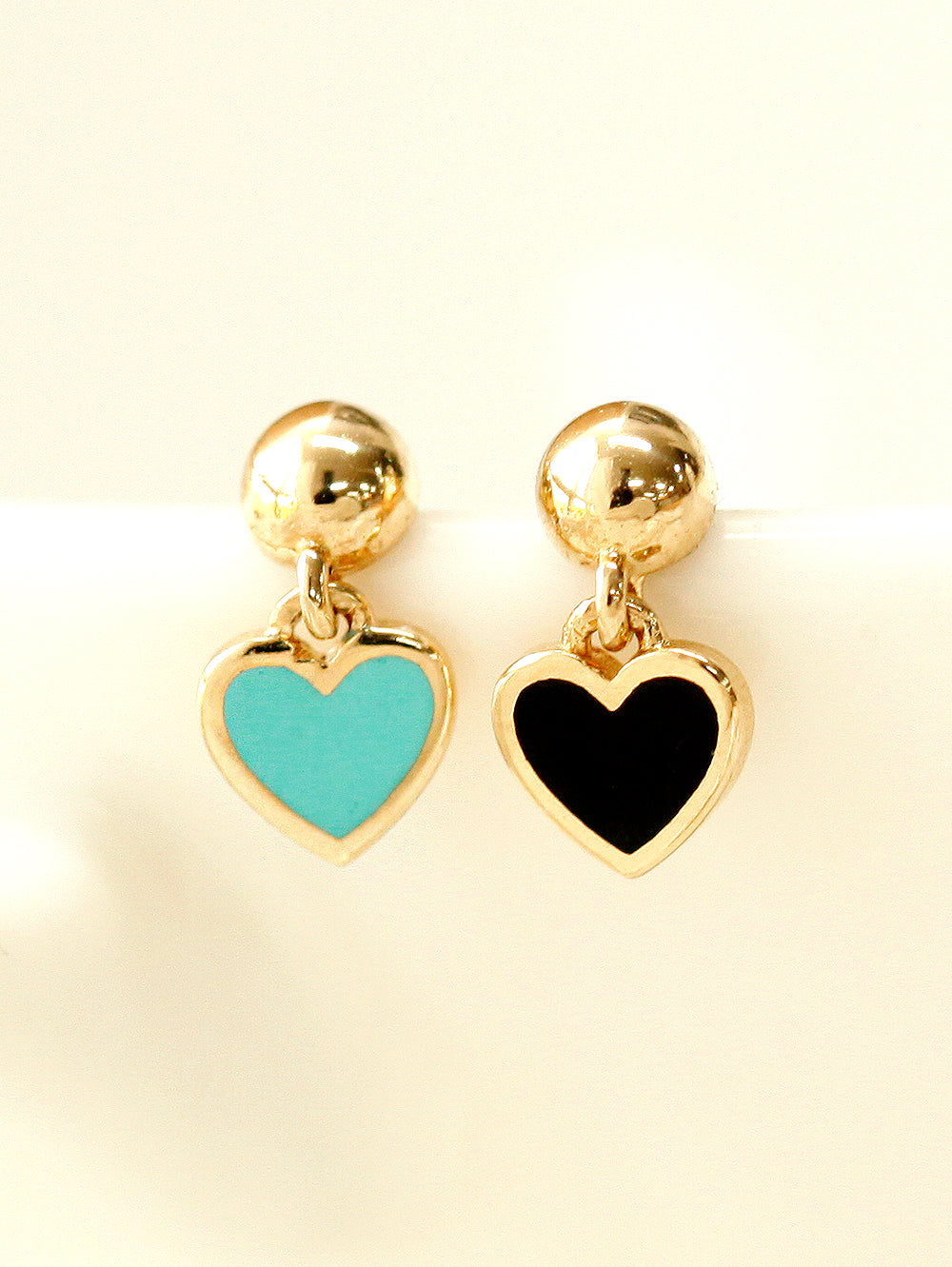 14K Gold Enamel Heart Drop Cartilage Earring 20G18G16G