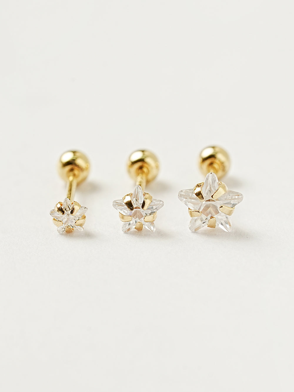 14K Gold Crystal Star Cartilage Earring 20G