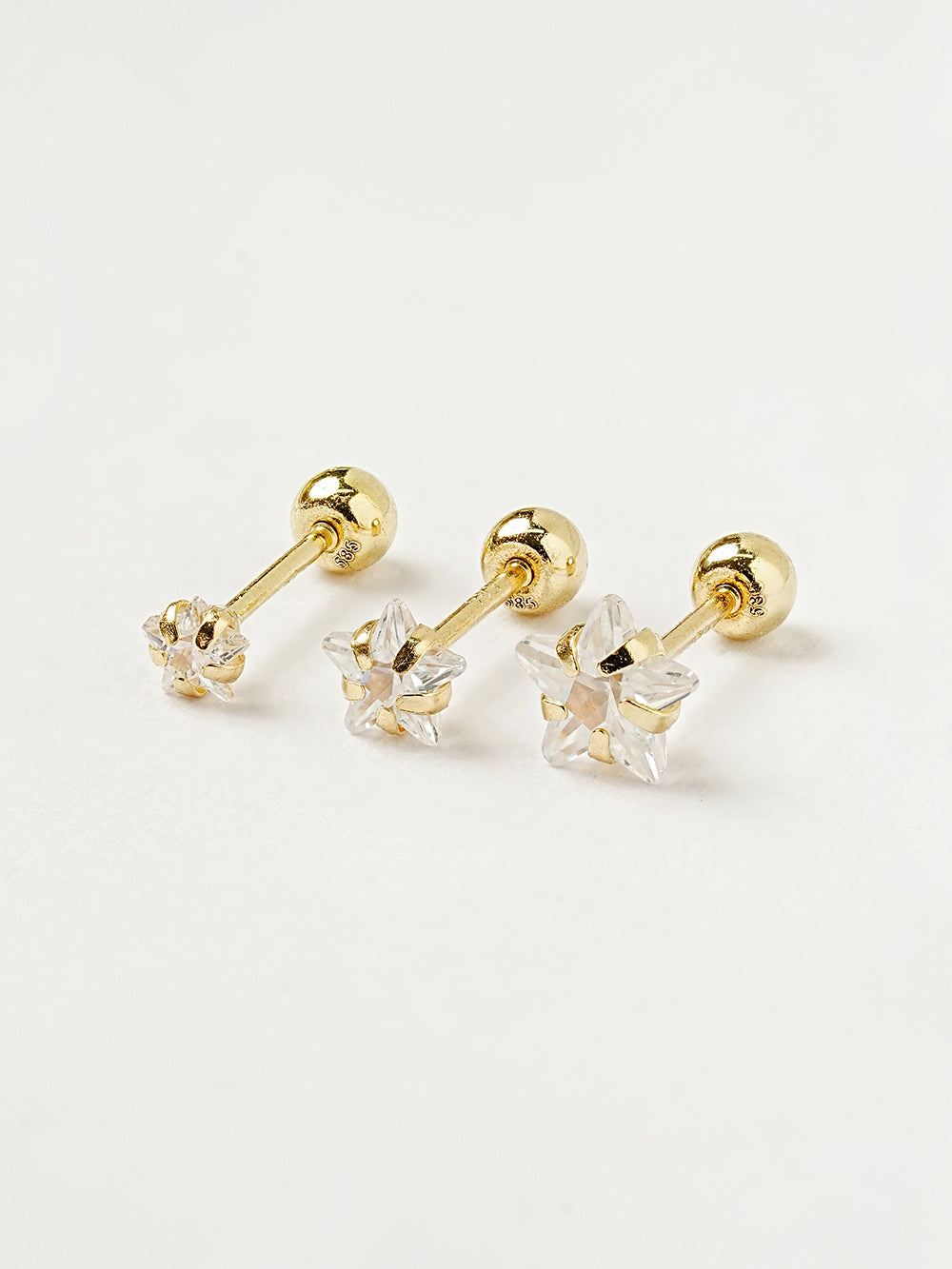 14K Gold Crystal Star Cartilage Earring 20G