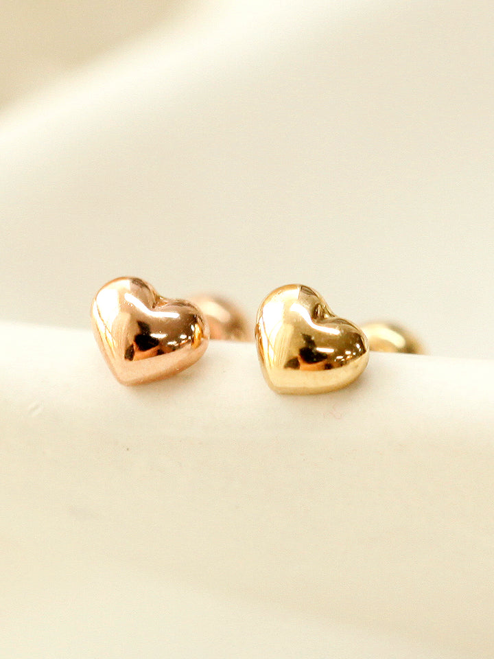 14K Gold Minimi Bean Heart Cartilage Earring 20G18G16G