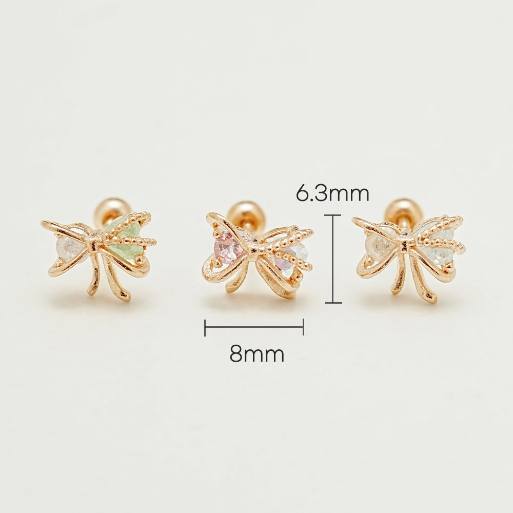 925 Silver Dotted Cubic Ribbon Cartilage Earring 20G