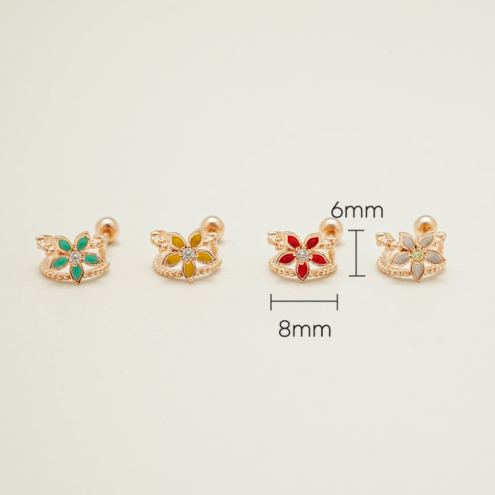 925 Silver Color Basic Flower Cartilage Earring 20G