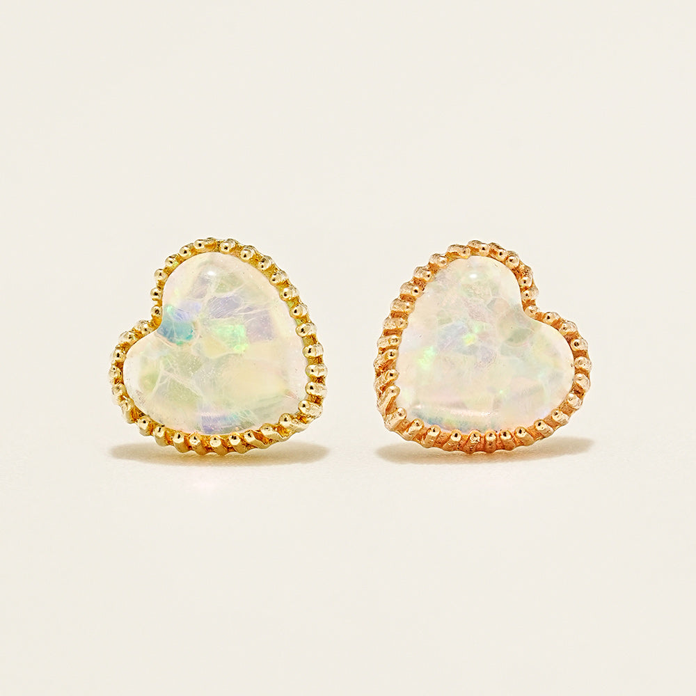 14K Gold Jelly Opal Heart Earring 20G18G16G