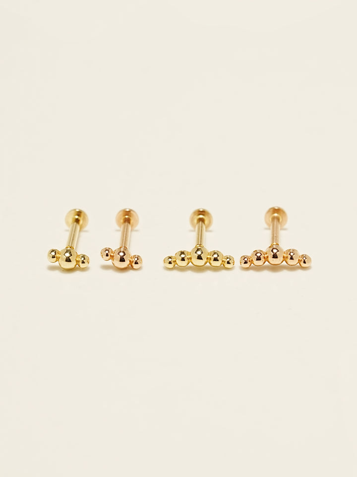 14K Gold Peanuts Bubble Internally Threaded Labret Piercing 18G16G