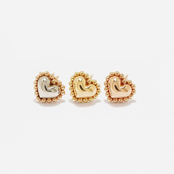 14K Gold Solid Bubble Heart Cartilage Earring 18G16G