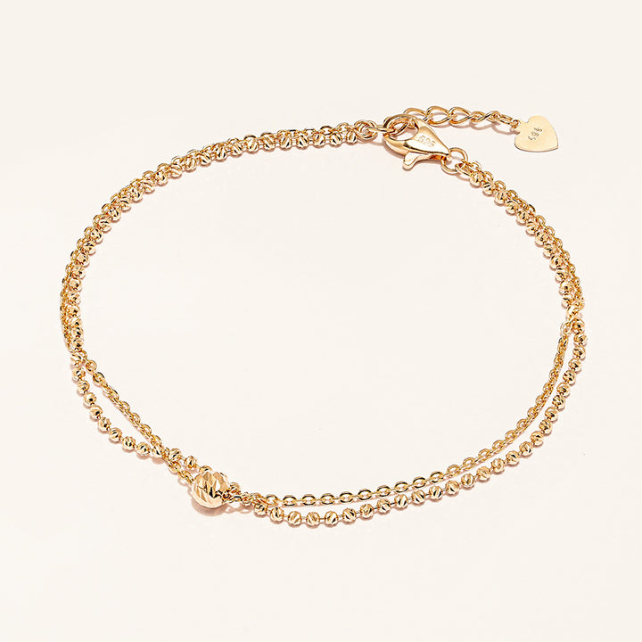 14K 18K Gold Cutting Ball Two Layered Bracelet