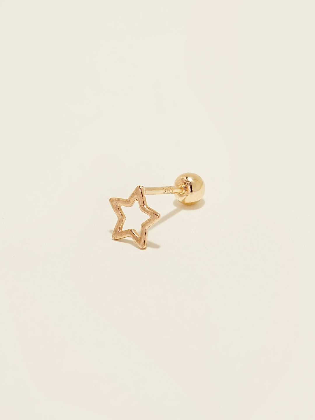 14K Gold Line Star Cartilage Earring 20G