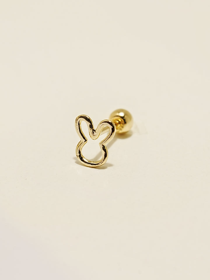 14K Gold Rabbit Line Cartilage Earring 20G