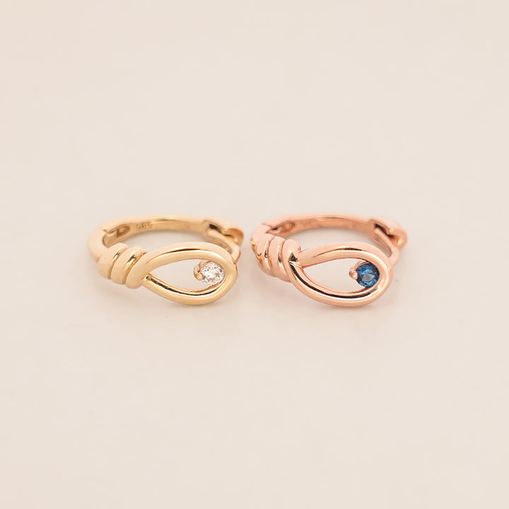 14K Gold Rope Cubic Cartilage Hoop Earring