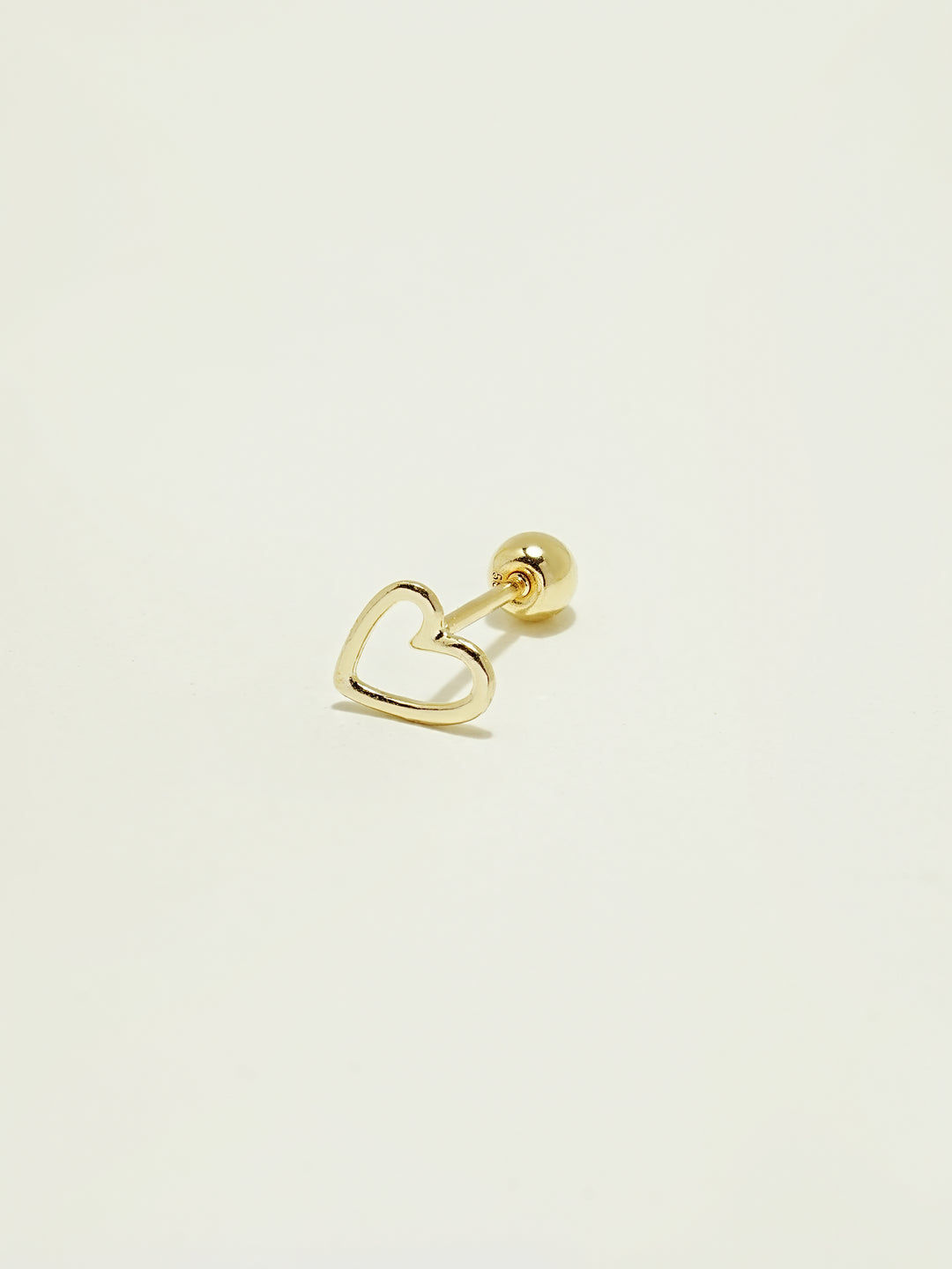 14K Gold Oval Heart Cartilage Earring 20G