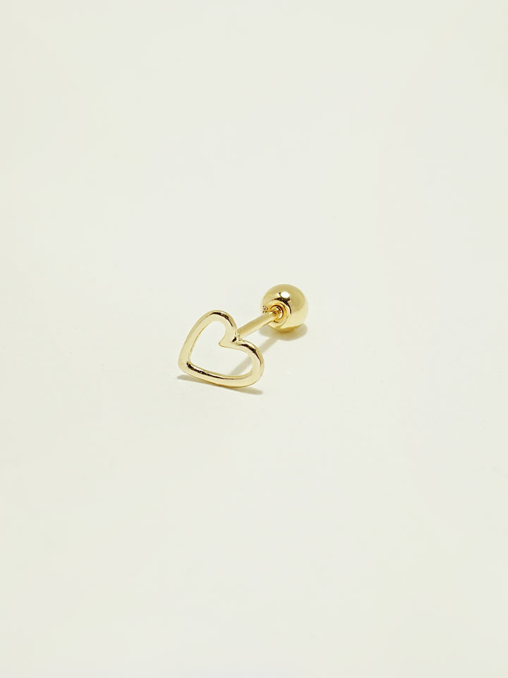 14K Gold Oval Heart Cartilage Earring 20G