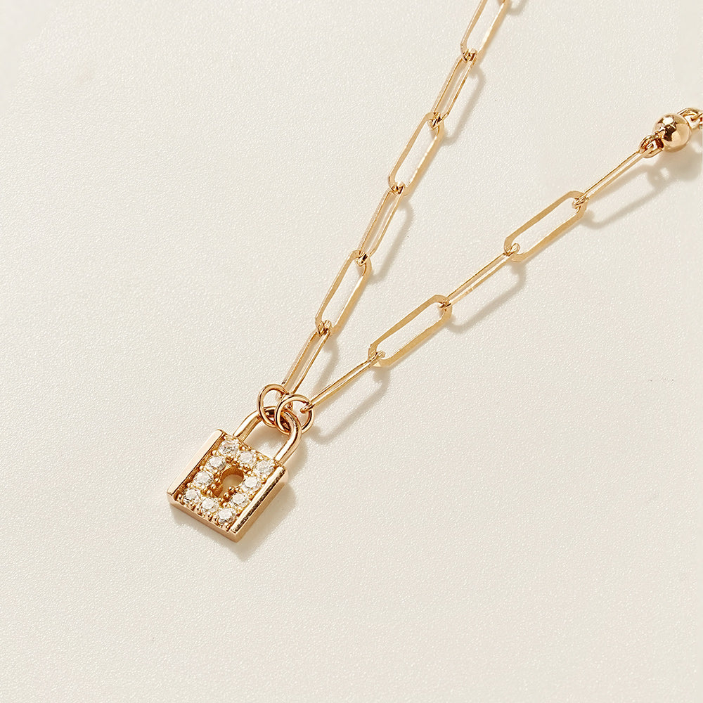 14K 18K Gold Unique Love Lock Necklace