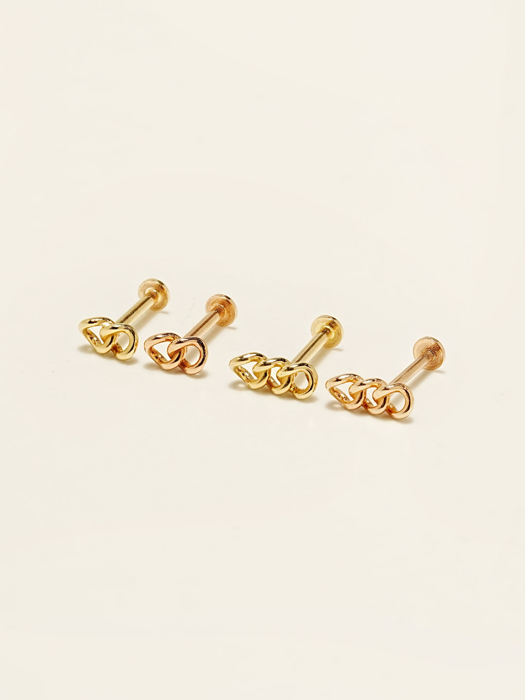 14K Gold Chain Internally Threaded Labret Piercing 18G16G